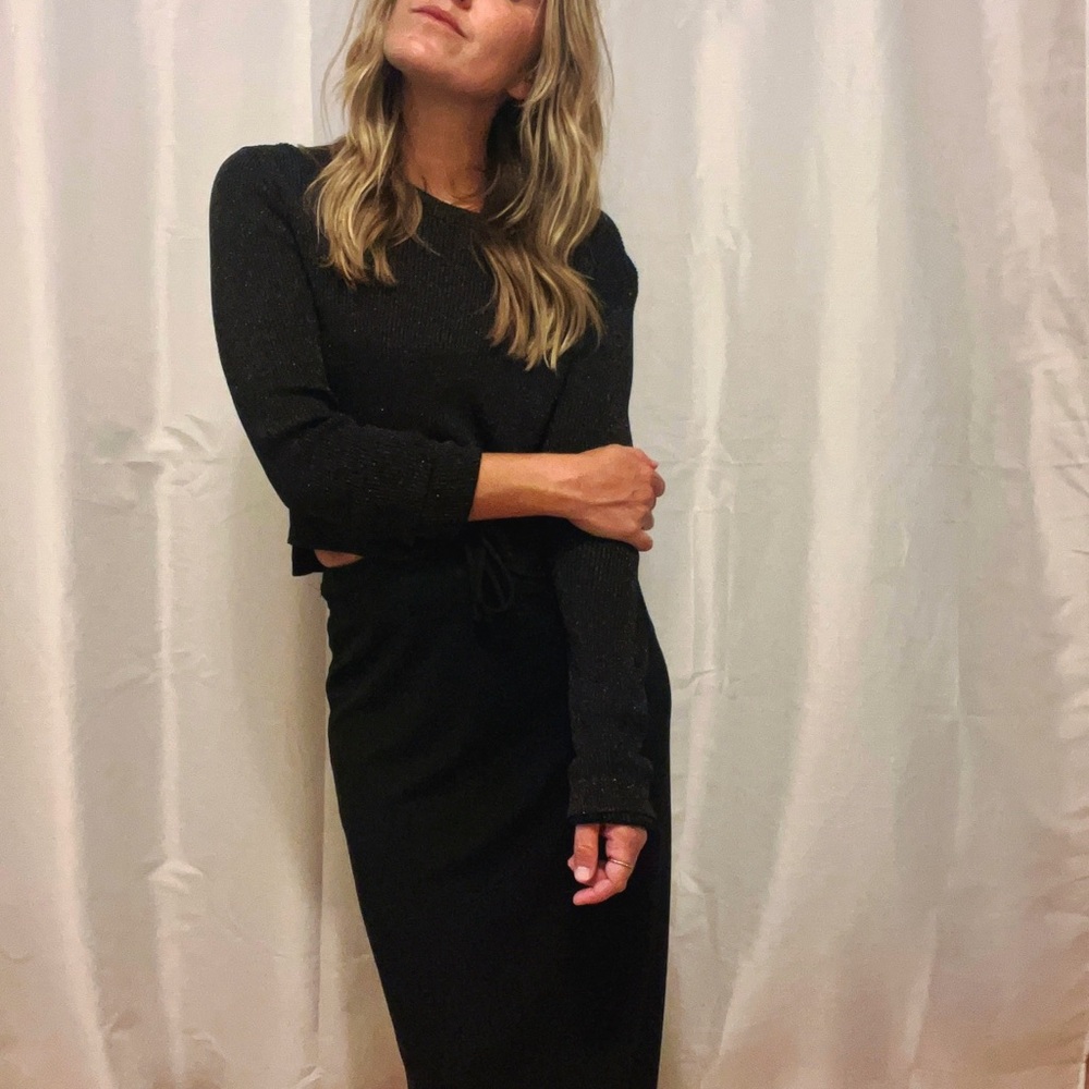 All Saints Shimmer Long Sleeve Crop Top